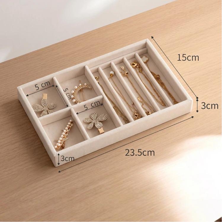Velvet Jewelry Tray Drawer Organizer Modular Jewelry Storage Insert — 6-Grid Tray