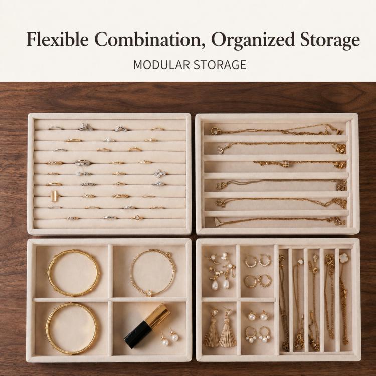 Velvet Jewelry Tray Drawer Organizer Modular Jewelry Storage Insert — view 6