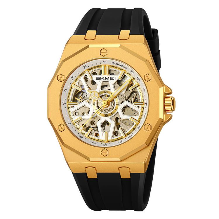 SKMEI M036 Men Automatic Mechanical Watch Skeleton Dial Stainless Steel Business Casual Wristwatch