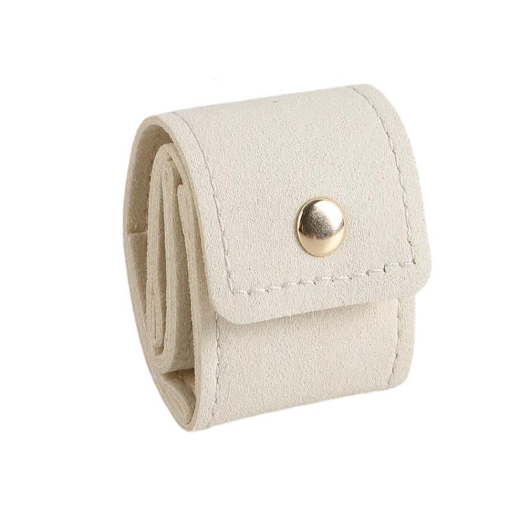 4-Compartment Mini Travel Jewelry Pouch Foldable Ring & Earring Organizer with Snap Button — Pink