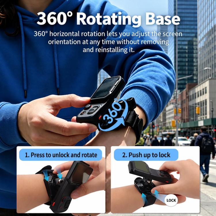 For Insta360 Luna Ultra Screen Module 360-degree Rotatable Wrist Strap Mount Kit Wristband Holder