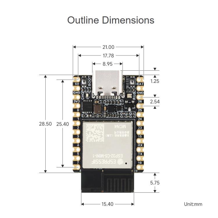 Waveshare ESP32-C5 Mini Dual-Band Wi-Fi 6 Development Board, 240MHz Single-Core Processor