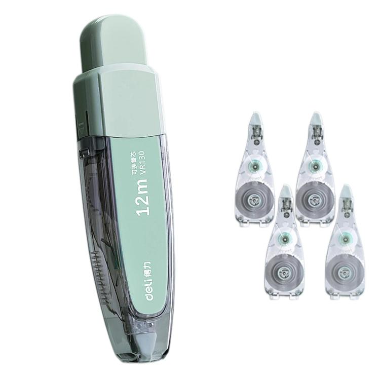 Deli VR130 Refillable Pen?Style Correction Tape Student Large Capacity Press Type Correction Roller — Blue