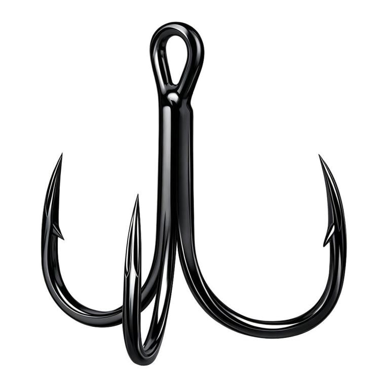 Black High Carbon Steel Treble Hooks Heavy Duty Fishing Hooks — HENGJIA FH052-8 No.8
