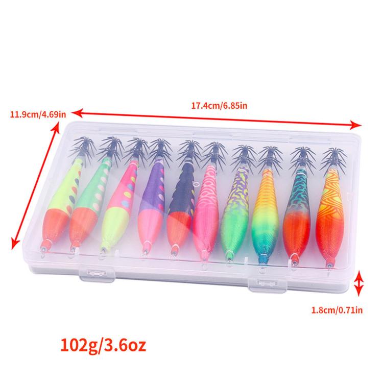 Luminous Squid Jigs Kit Glow Bait Fishing Lures With Umbrella Hooks Tackle Box — view 4