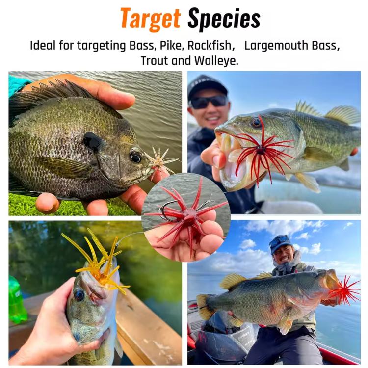 6 PCS/Pack HENGJIA Floating Sea Urchin Soft Fishing Lures Elastic TPR Bug Baits — view 8