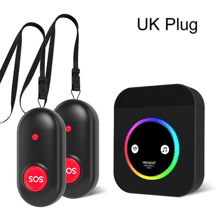 3 In 1 MEAGAO H-G06 Wireless Doorbell Waterproof Pager Long Range Smart Call Button Caregiver Care System — UK Plug