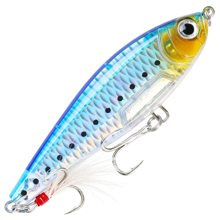 HENGJIA PE049 Sinking Pencil Fishing Lures Long Casting Hard Artificial Baits With Feather Treble Hooks — No.3