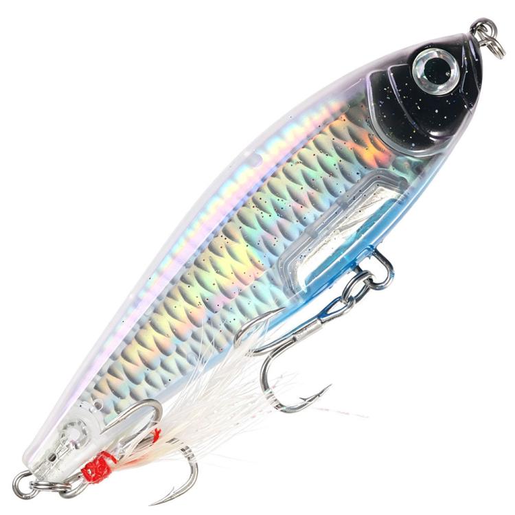 HENGJIA PE049 Sinking Pencil Fishing Lures Long Casting Hard Artificial Baits With Feather Treble Hooks — No.5