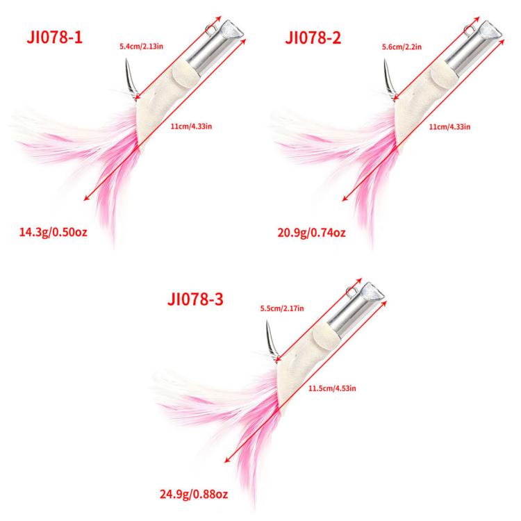 HENGJIA JI078 Bucktail Jig Buckskin Fishing Lures Feather Jig Heads Single Hook Baits — view 5