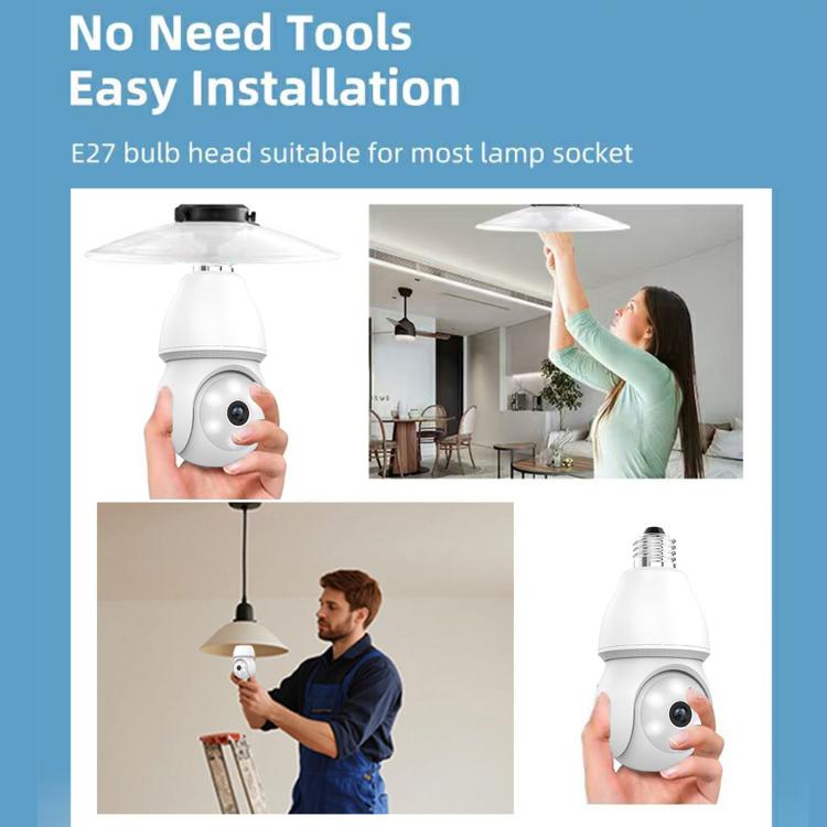 E27 Bulb Socket Waterproof Security Camera Night Vision HD Wifi Surveillance Cam