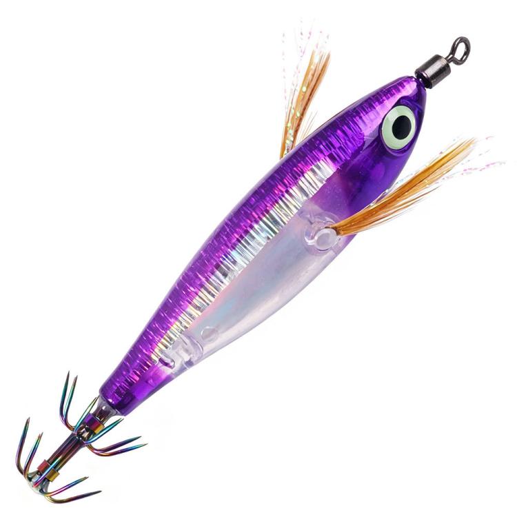 HENGJIA SJ067 Glow Squid Jigs Lures Laser Horizontal Shrimp Wood Shrimp Hooks — No. 3