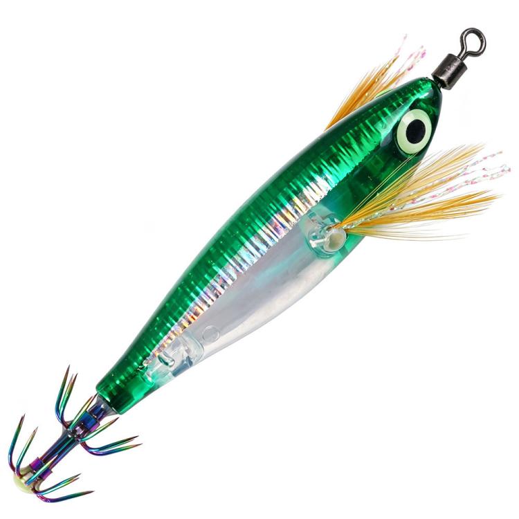 HENGJIA SJ067 Glow Squid Jigs Lures Laser Horizontal Shrimp Wood Shrimp Hooks — No. 4