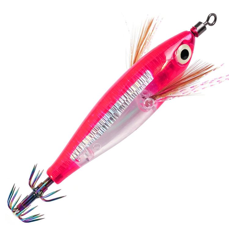 HENGJIA SJ067 Glow Squid Jigs Lures Laser Horizontal Shrimp Wood Shrimp Hooks — No. 6