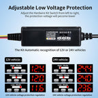 Digital Display Type-C 12V/24V to 5V 3A 3-Wire Adjustable Hardwire Kit for Car Chargers