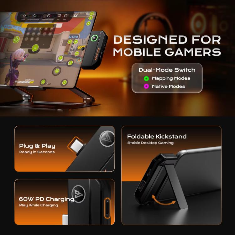 KEEVOOX IX01 Game Controller Adapter For IPhone / IPad, Type-C Key Mapping Converter