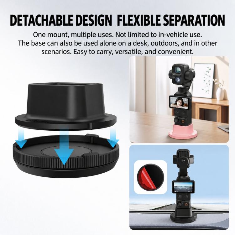 For DJI Osmo Pocket 3 / 4P BRDRC Rotatable Adhesive Car Mount — view 4