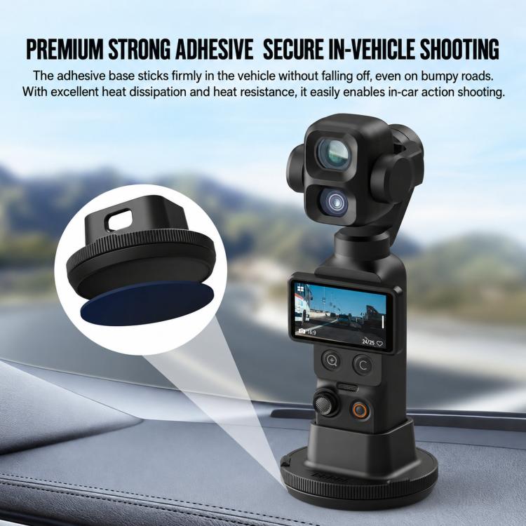 For DJI Osmo Pocket 3 / 4P BRDRC Rotatable Adhesive Car Mount — view 5