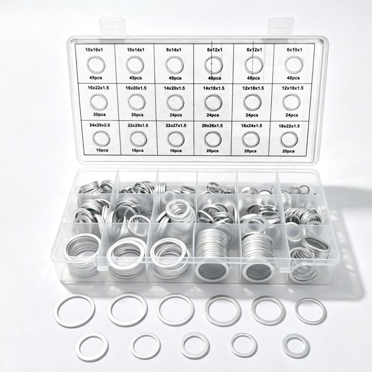 508 PCS/Box Aluminum Washer Assortment Kit Metric Sealing Flat Rings Set 6mm-24mm