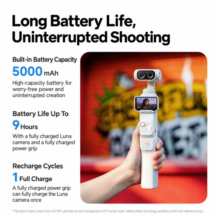 For Insta360 Luna Ultra / Pro LKTOP 5000mAh Battery Handle Power Hand Grip