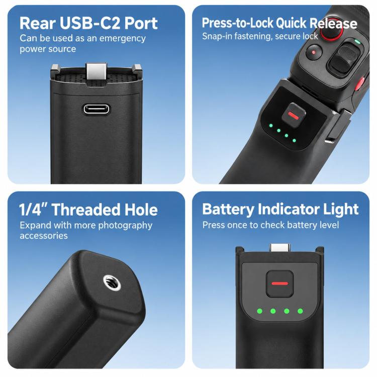 For Insta360 Luna Ultra / Pro LKTOP 5000mAh Battery Handle Power Hand Grip