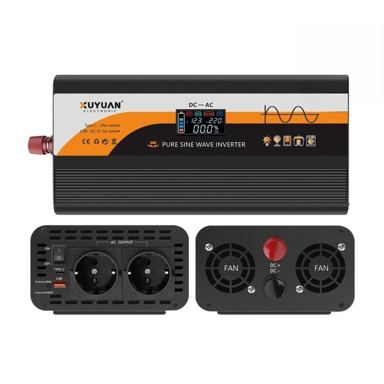 XUYUAN Pure Sine Wave Inverter with Color LCD Screen, EU Plug