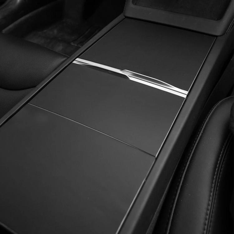 Electrostatic-Adsorption Silicone Center Console Mat For Tesla 2025+ Model Y Juniper / 2024+ Model 3 Highland — Black