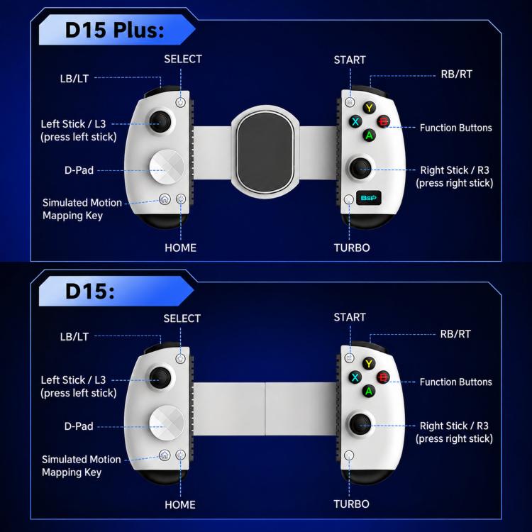 BSP Stretchable Mobile Gaming Controller, Dual Hall Effect, TURBO, Motion Control