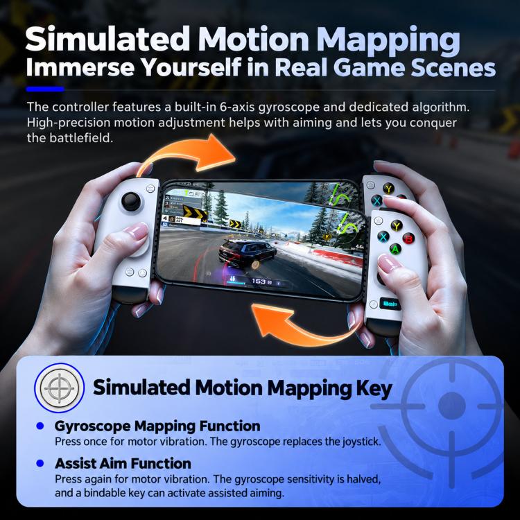 BSP Stretchable Mobile Gaming Controller, Dual Hall Effect, TURBO, Motion Control