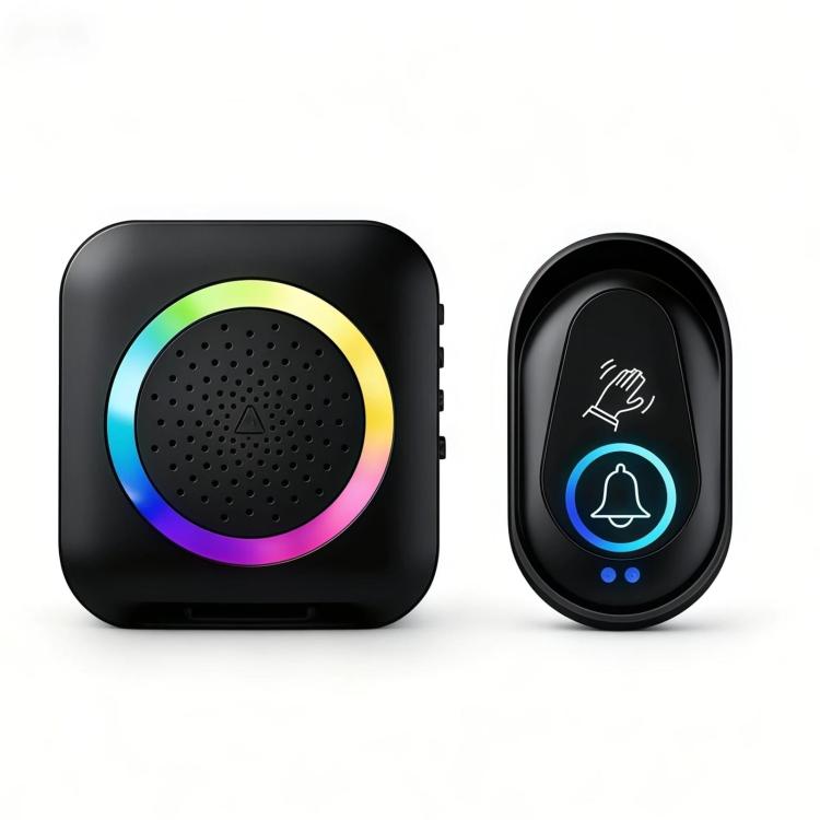 Wireless Doorbell With RGB Colorful Lights And Touch-Free Hand-Wave Sensor — US Plug
