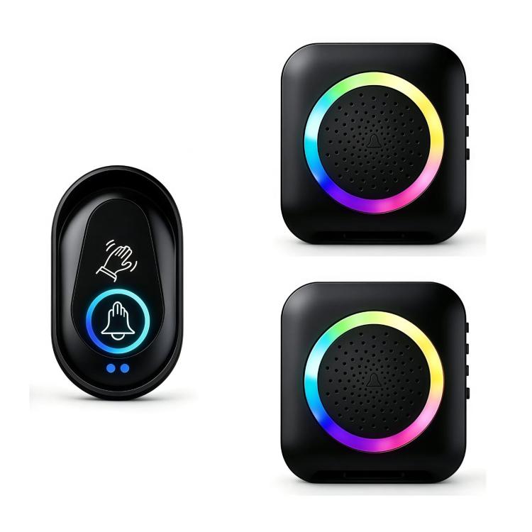Wireless Doorbell With RGB Colorful Lights And Touch-Free Hand-Wave Sensor — UK Plug