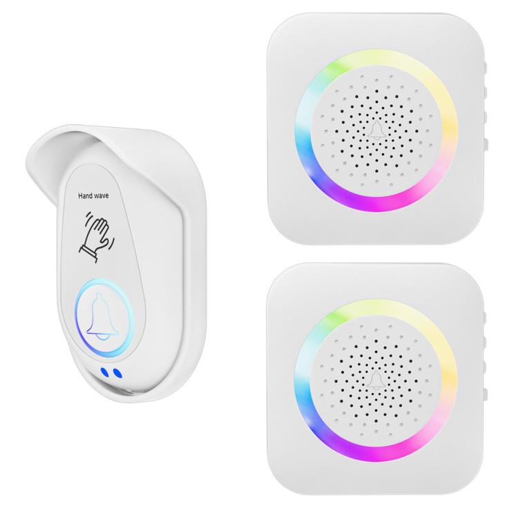 Smart Wireless Doorbell Night Light With Hand-Wave Sensor For Home Use — 1 Button 2 Receivers EU Plug