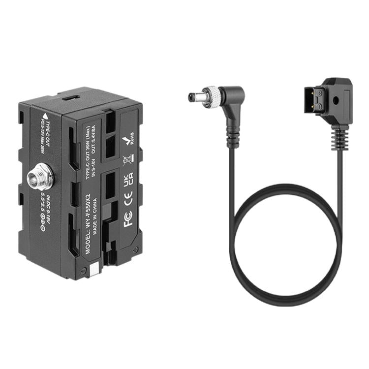 FOMITO NPF-2DC DC Version NP-F Battery Port 3-Way Converter D-Tap To NPF-F550/F750/F970 Dual Side Dummy Battery — Spring Wire