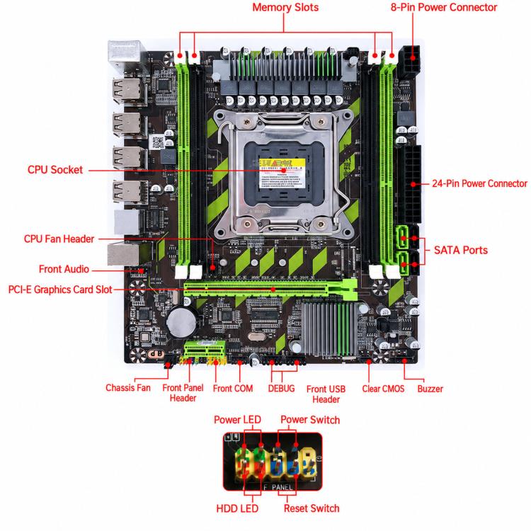Yingjie X79G LGA 2011 Motherboard Micro ATX Dual DDR3 / ECC REG Mainboard With M.2 NVMe Slot, Gigabit LAN — view 6