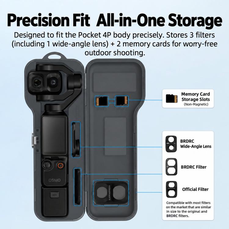 For DJI Osmo Pocket 4P BRDRC Screen Lens Protective Case Filter Storage Box — view 4
