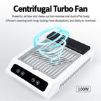 Q3 100W Adjustable Speed Digital Display Nail Dust Collector With Filter Screen — EU Plug
