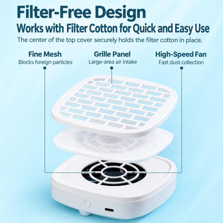 858-M3 Portable Silent Nail Dust Collector Mini USB Manicure Dust Suction Machine — view 6