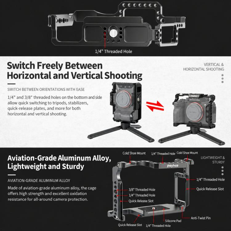 Poyinco Protective Camera Cage / Expansion Frame For Canon EOS 5D Mark II / EOS 5D Mark III / EOS 5D Mark IV / EOS 6D Mark II — view 5