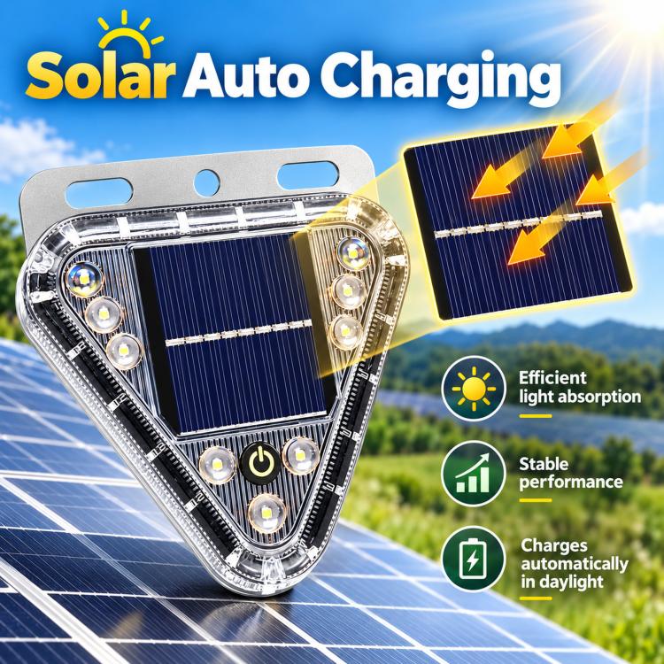 Solar-powered Rear-end Collision Warning Strobe Light LED Night-time Width Indicator Light