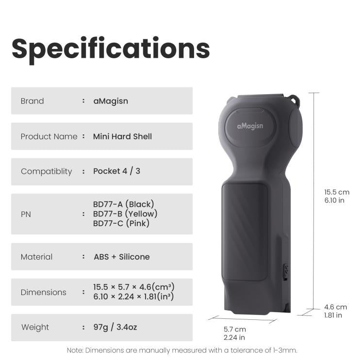 For DJI Osmo Pocket 4/3 aMagisn Mini Hard Shell Protective Case Double-Sided Gimbal & Screen Protector