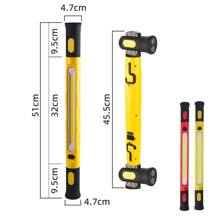COB Magnetic USB-Rechargeable Strip Work Light With Hook — Red / White Box