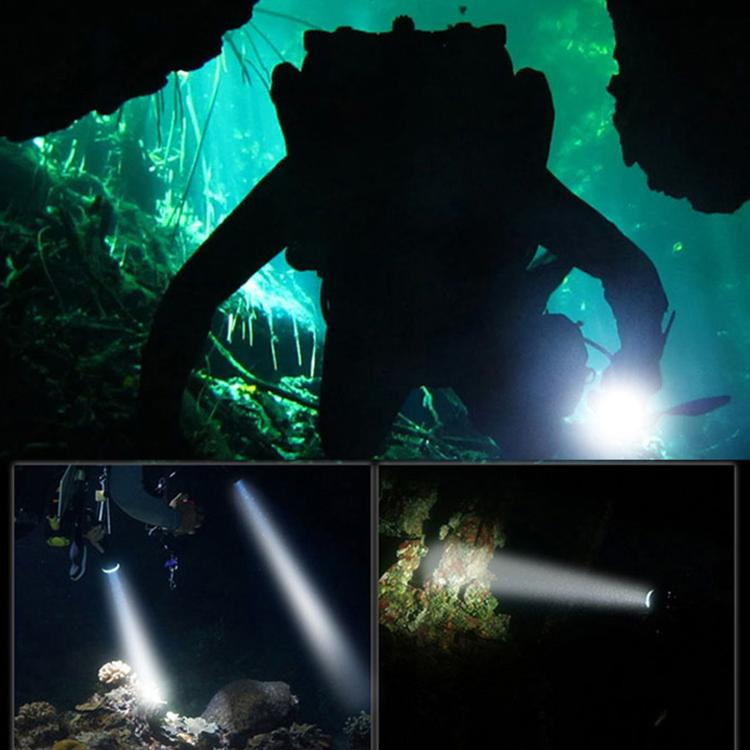 AJS-889 50m Diving Bright Waterproof Flashlight LED High Lumen Long Range Underwater Salvage Light — Red