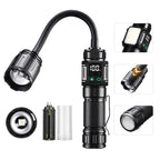 Magnetic Work Light with Flexible Hose and USB Digital Display High-Intensity Flashlight