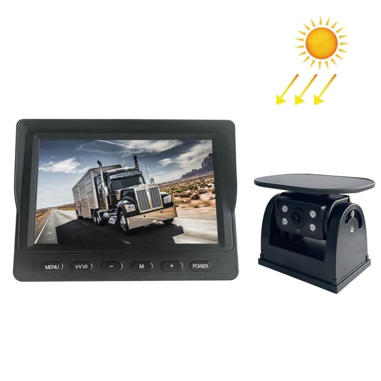 Solar Wireless Backup Camera System With 5 Inch IPS Monitor BSD Blind Spot Warning