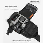 Camera Sling Bag Water Repellent Crossbody DSLR Backpack Side Access Case with Tripod Holder — view 9