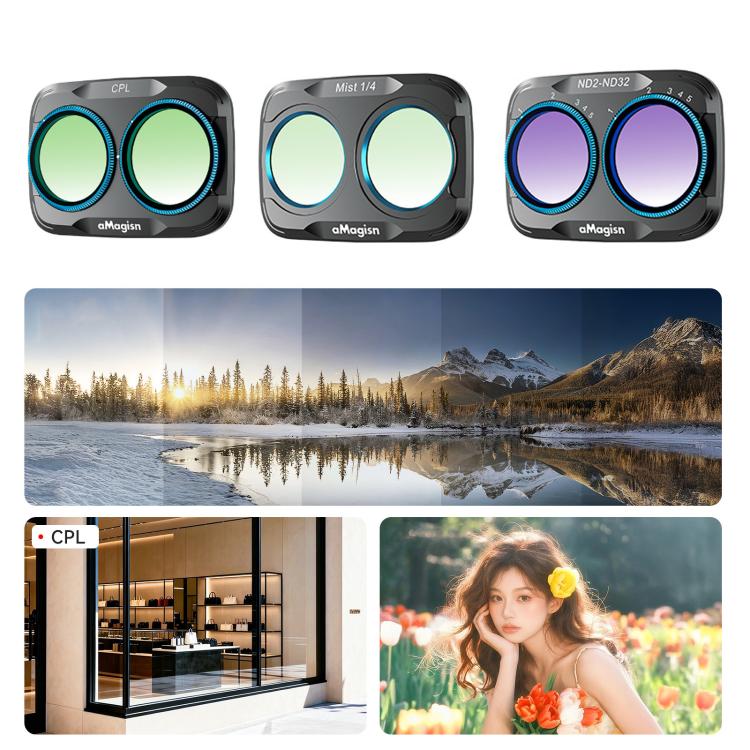 For DJI Osmo Pocket 4P aMagisn Magnetic Lens Filter — Mist 1/4+Cool Night