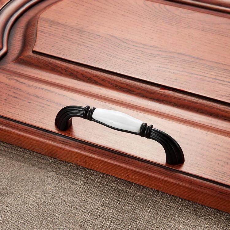 Black Ceramic Cabinet Handles Zinc Alloy Drawer Pulls For Wardrobe Dresser Furniture — 5001-128mm