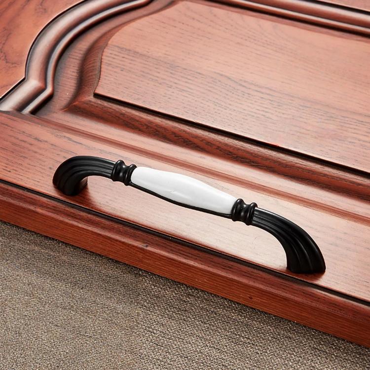 Black Ceramic Cabinet Handles Zinc Alloy Drawer Pulls For Wardrobe Dresser Furniture — 5007-96mm