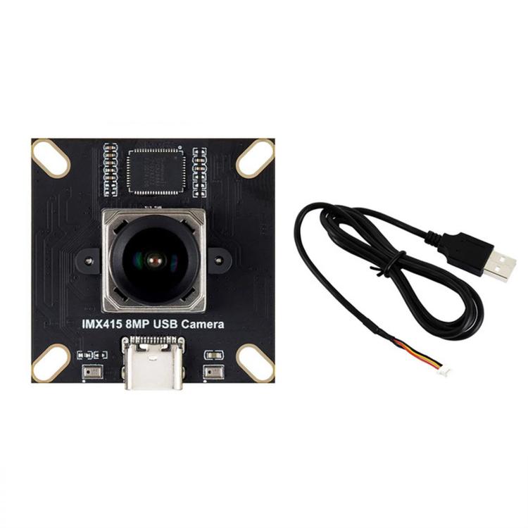 WAVESHARE 8MP USB Camera Module Type B, IMX415 Sensor Chip, USB2.0 Port, Onboard Dual Microphones