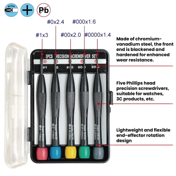 5 in 1 Cross Watch Repair Screwdriver Kit Watch Disassembly Screwdriver Set For Watch Maintenance — 8PK-2063